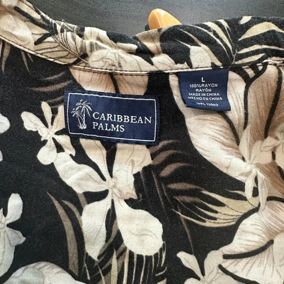 *VINTAGE* Caribbean Palms Hawaiian Hawaii Aloha Tropical Shirt L - Picture 6 of 7